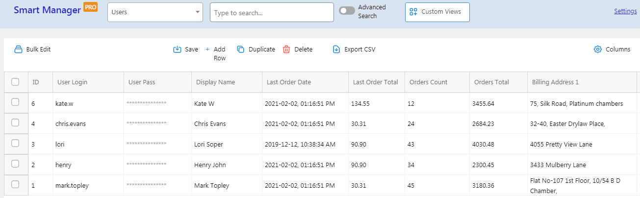 WooCommerce ส่งออกข้อมูลลูกค้าโดยใช้ Smart Manager
