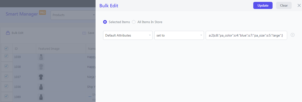 Smart Manager를 사용하여 기본적으로 WooCommerce 속성을 대량으로 설정