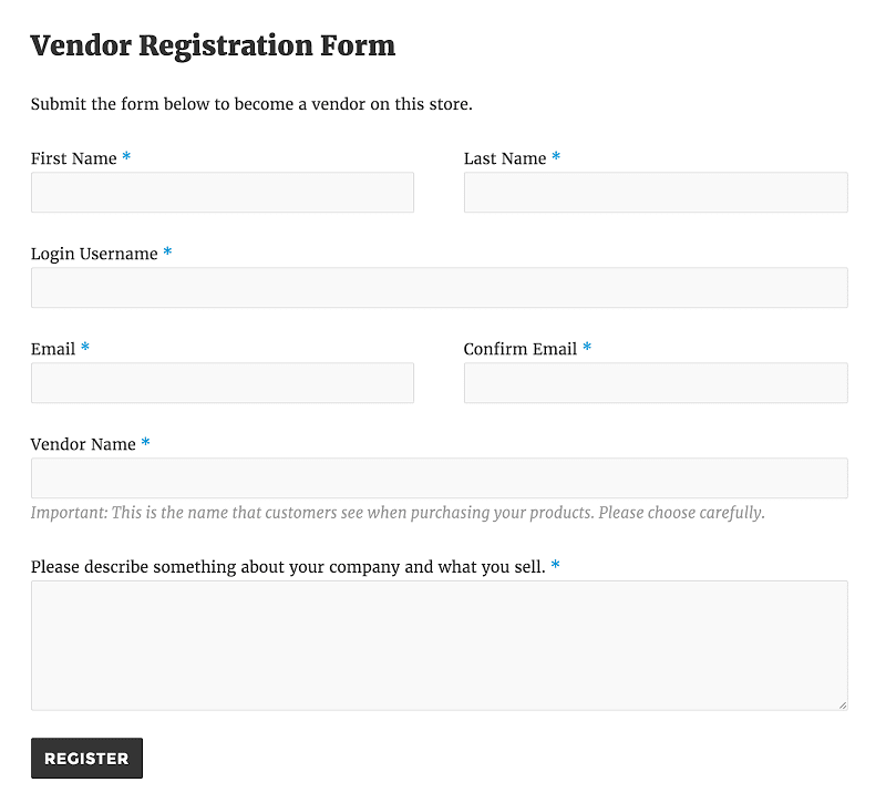 نماذج تسجيل بائعي منتجات WooCommerce