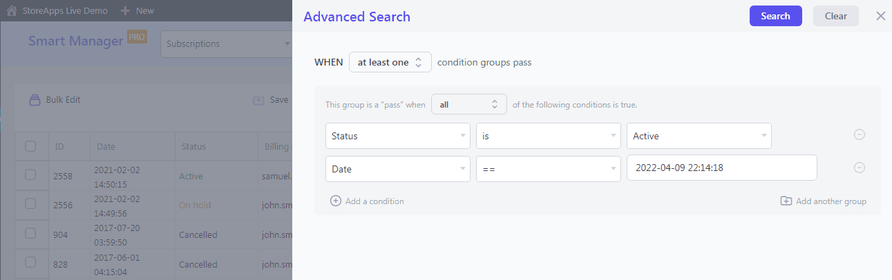 Экспорт подписок WooCommerce на основе фильтров даты состояния