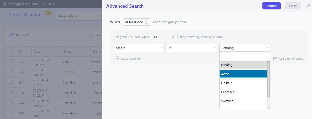 Экспорт подписок WooCommerce на основе статуса