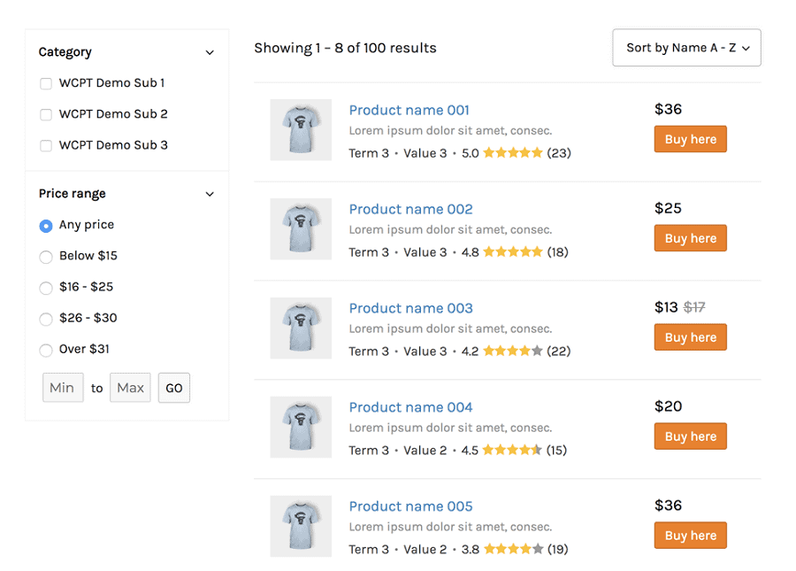 Tabel Produk WooCommerce Lite