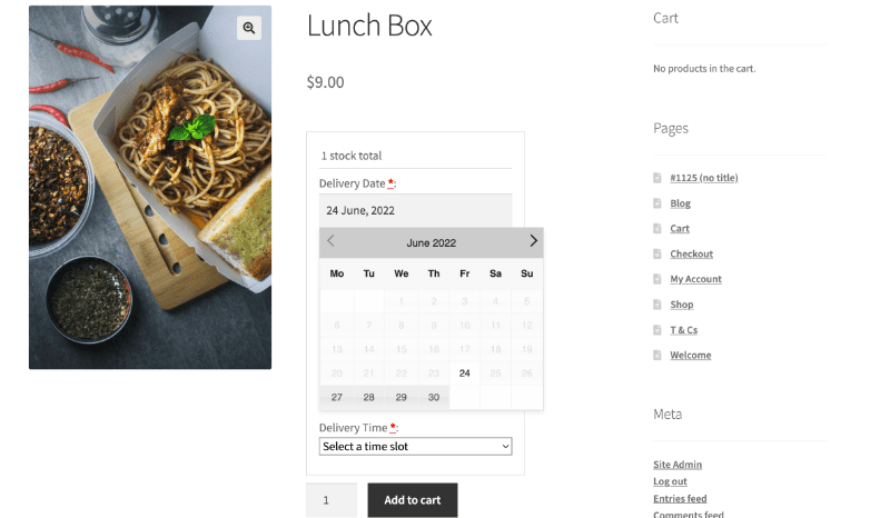 date de livraison du produit sur la boutique WooCommerce
