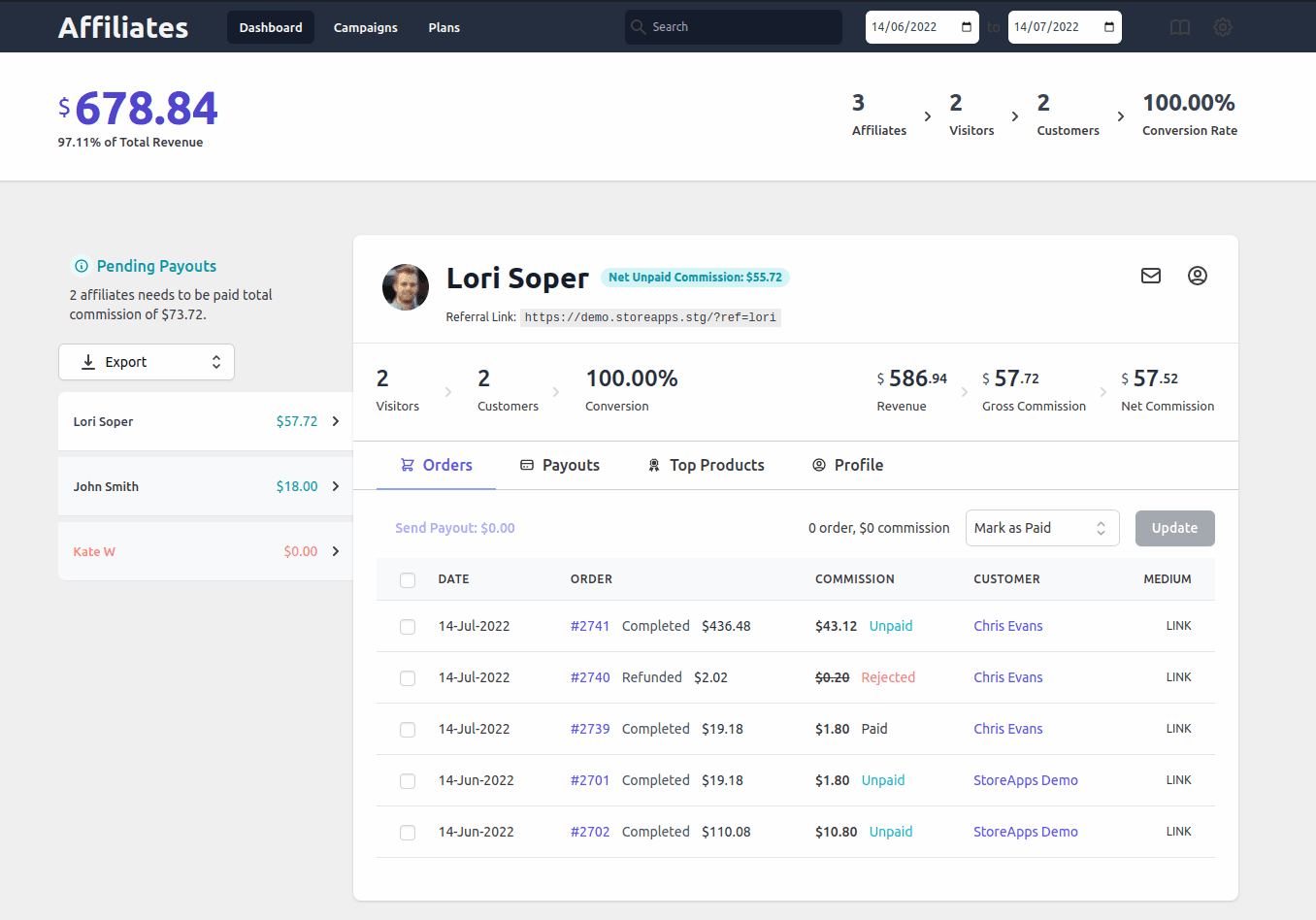 Afiliasi untuk dasbor plugin WooCommerce
