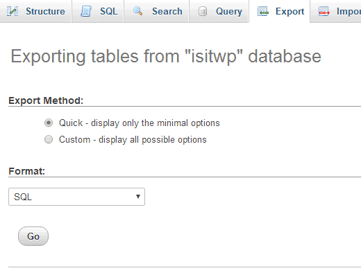 Ekspor database dalam format SQL