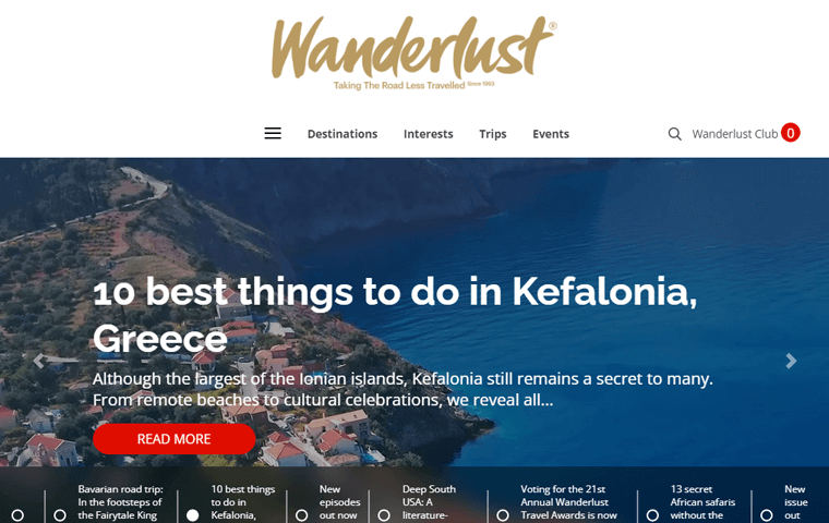 Site Web du magazine Wanderlust pour planifier votre prochain voyage