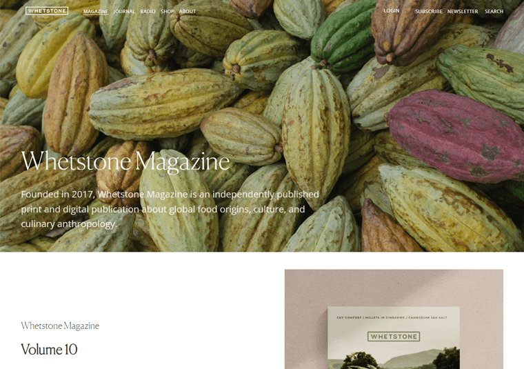 Whetstone Magazine - Exemples de sites Web de magazines
