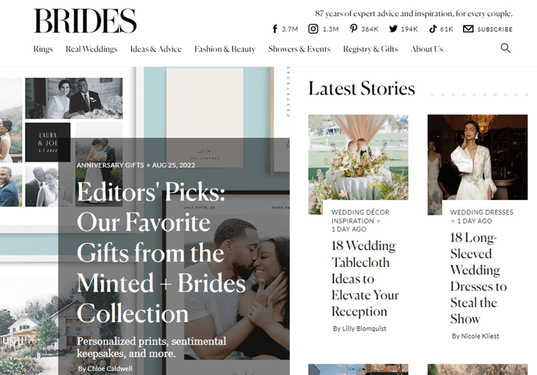 Brides - Exemples de sites Web de magazines