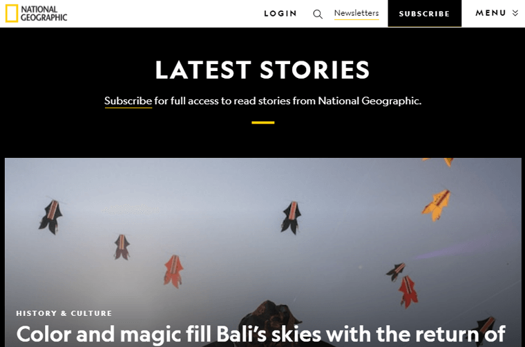 National Geographic Magazine en ligne pour les voyages et les découvertes culturelles