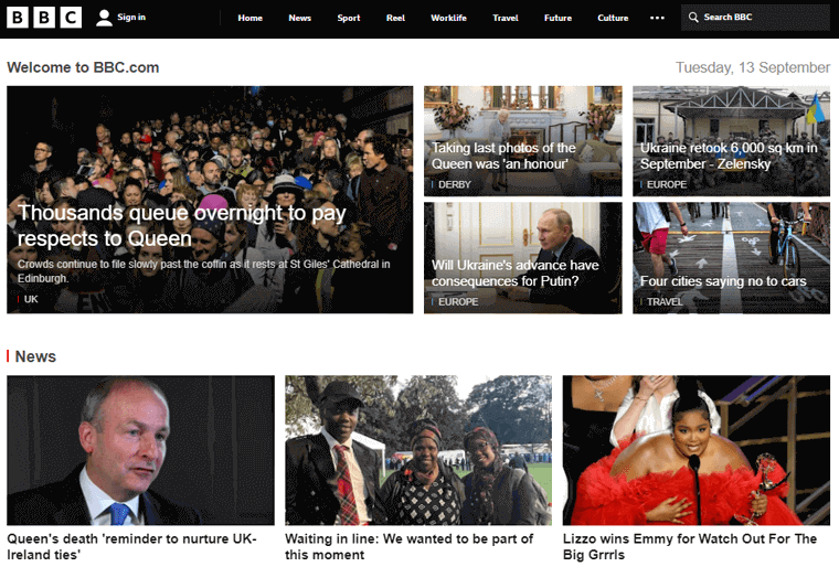 Site Web du magazine BBC News