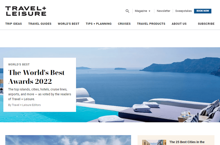 Site Web du magazine Voyage + Loisirs