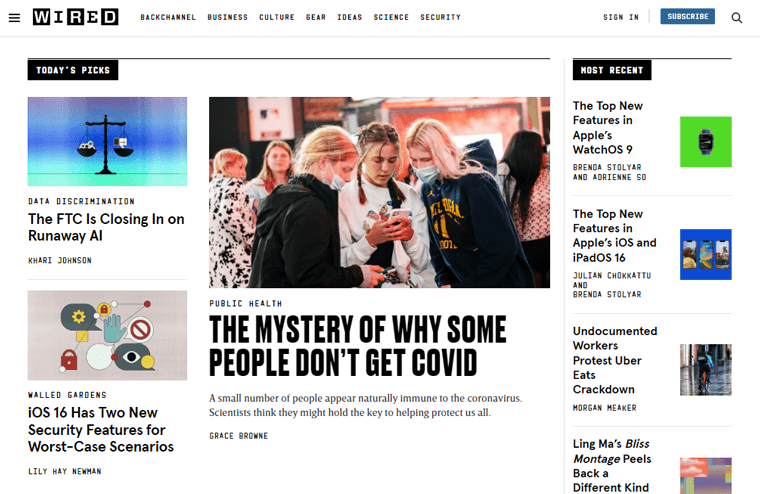 Site Web du magazine WIRED Tech