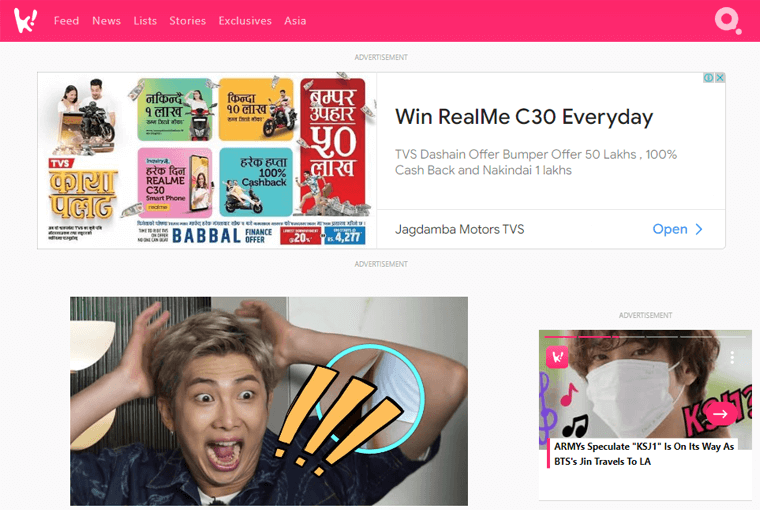 Koreaboo - Exemples de sites Web de magazines