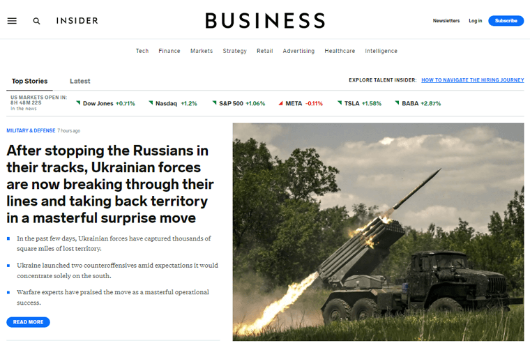 Site Web du magazine d'affaires en ligne Business Insider