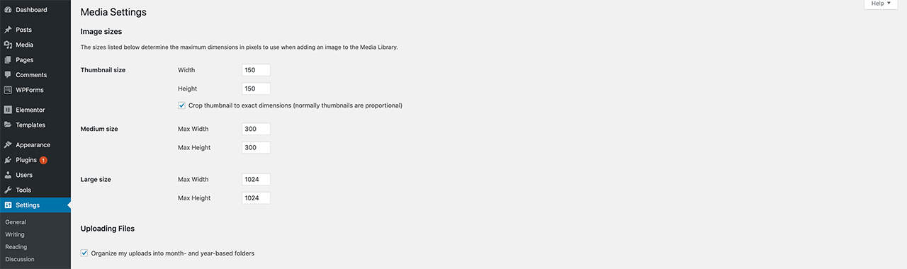 Wordpress размеры изображений