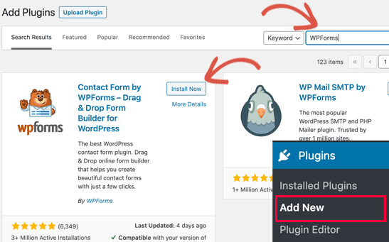 ดาวน์โหลดและติดตั้ง WP Forms