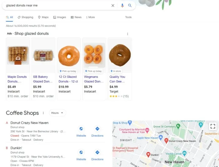 Reclame Google pe pagina de căutare