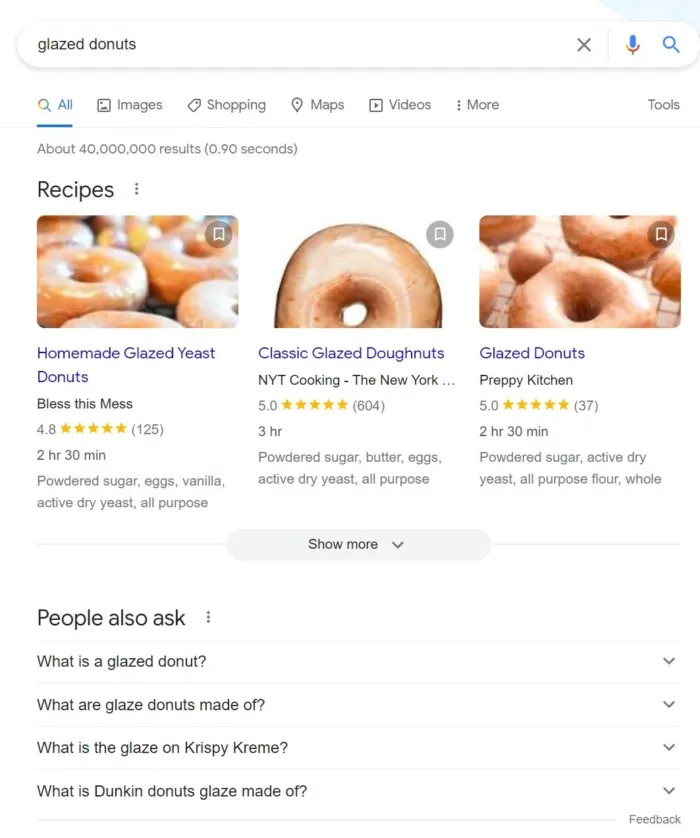 Pagina cu rezultatele căutării Google
