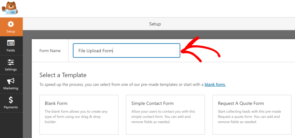 tambahkan nama formulir ke wpforms