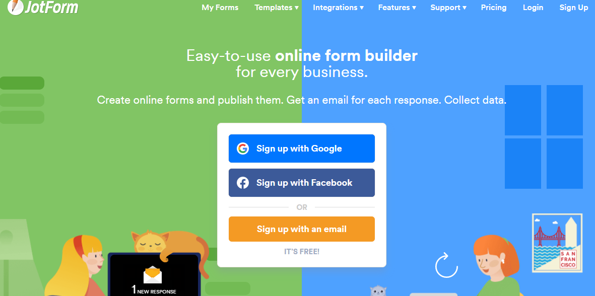 бесплатный конструктор веб-форм - Jotform
