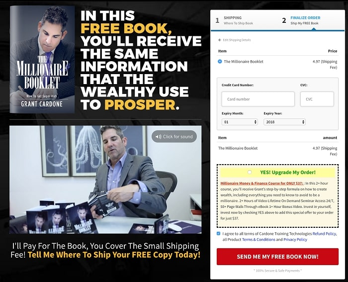 il checkout di una pagina del Billionaire Booklet