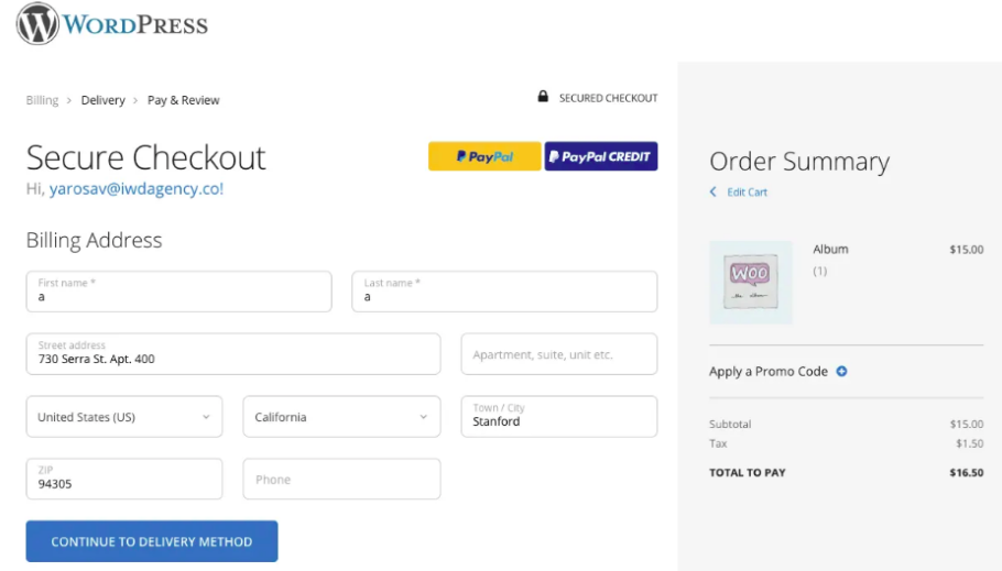 WooCommerce 한 페이지 체크아웃 제품군