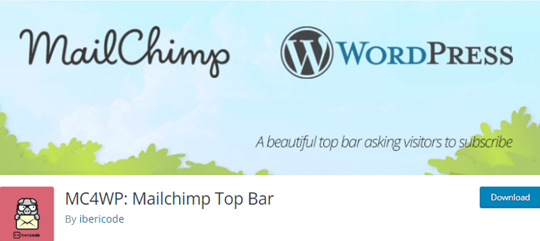 Plugin WordPress per la barra superiore di Mailchimp