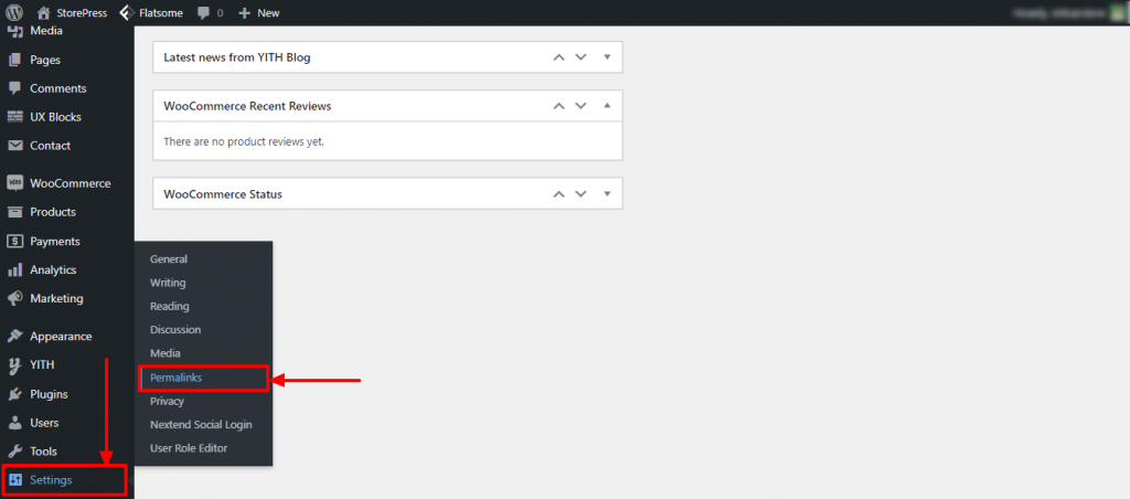 การตั้งค่าเป็นลิงก์ถาวรในแดชบอร์ด WordPress