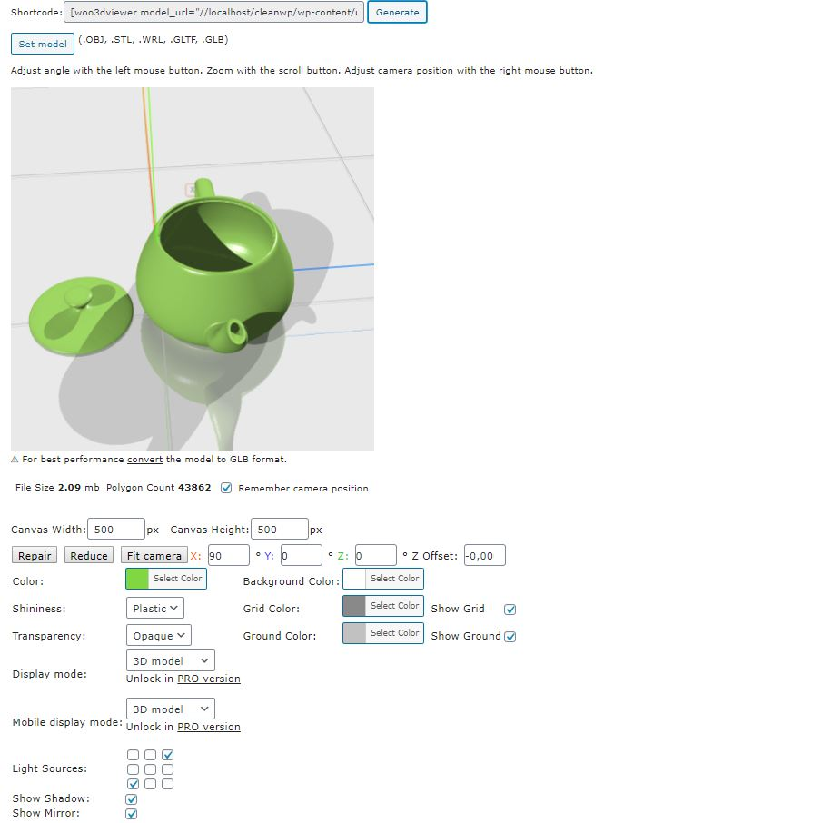 Woo3D Viewer'ın WooCommerce 3D baskı ürünü ayarı