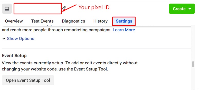 selectați Facebook Pixel ID