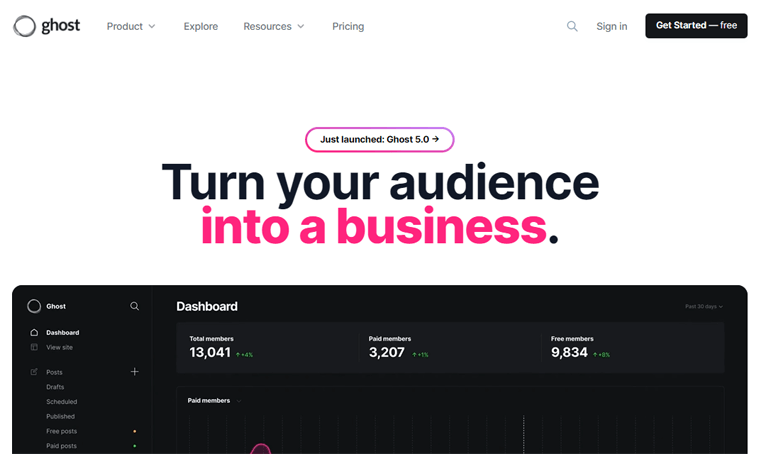 Ghost Website Builder - Webflow Alternatives