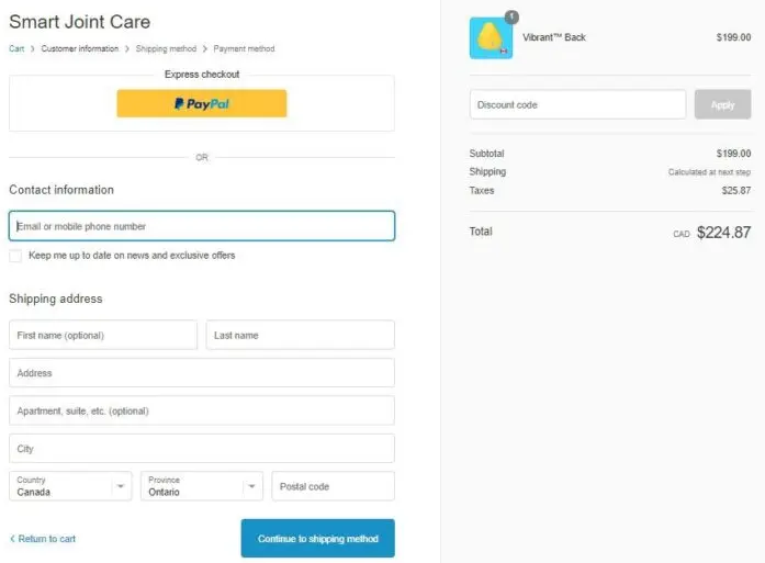 直感的なShopifyチェックアウトレイアウト