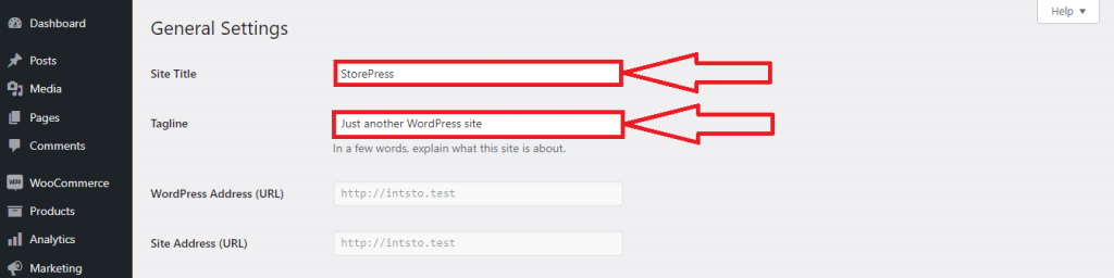 configurar el título y el eslogan del sitio
