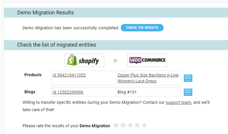 Hasil migrasi demo Shopify ke WooCommerce
