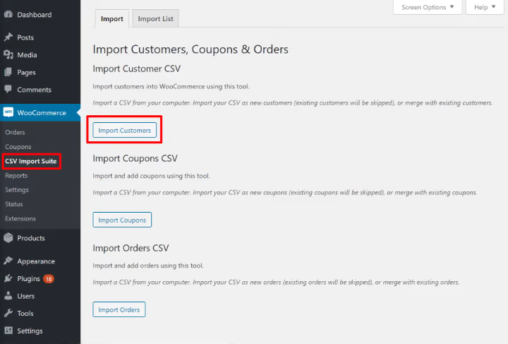 Pelanggan impor WooCommerce
