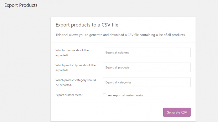 WooCommerce 出口产品