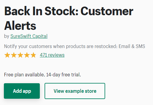 di nuovo in stock avvisi per i clienti