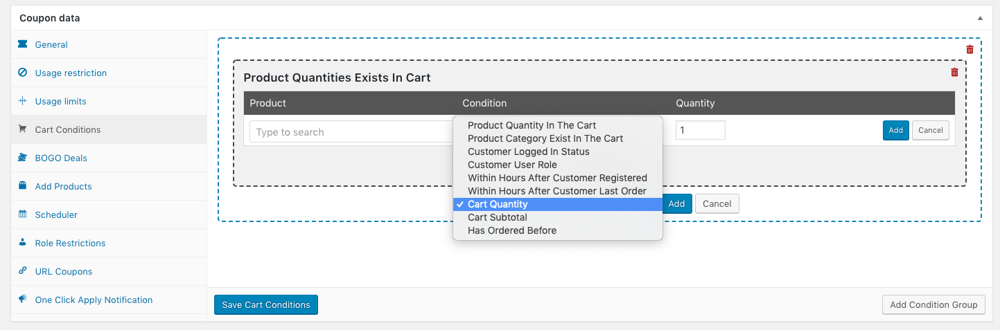 ตรวจสอบเงื่อนไขรถเข็น - คูปองขั้นสูง Check Cart Conditions