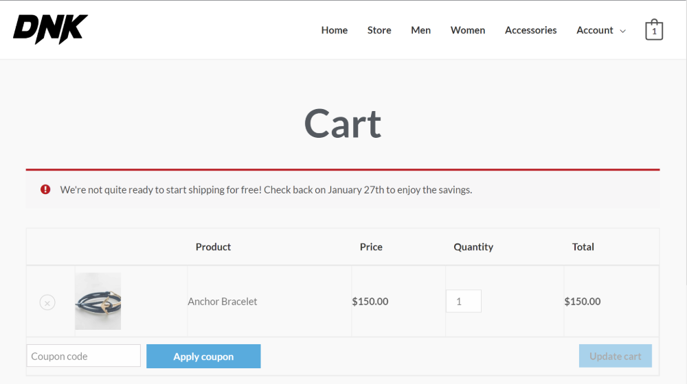 ข้อความเมื่อการจัดส่งฟรีไม่ทำงาน - Advanced Coupons Message when free shipping not active