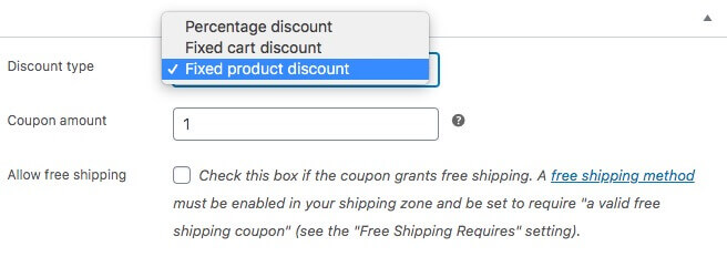 ประเภทส่วนลด - คูปองขั้นสูง Selecting a discount type.