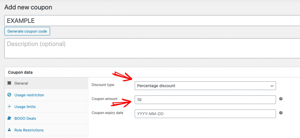 example-automated-coupon-1 - 고급 쿠폰 Set the coupon discount
