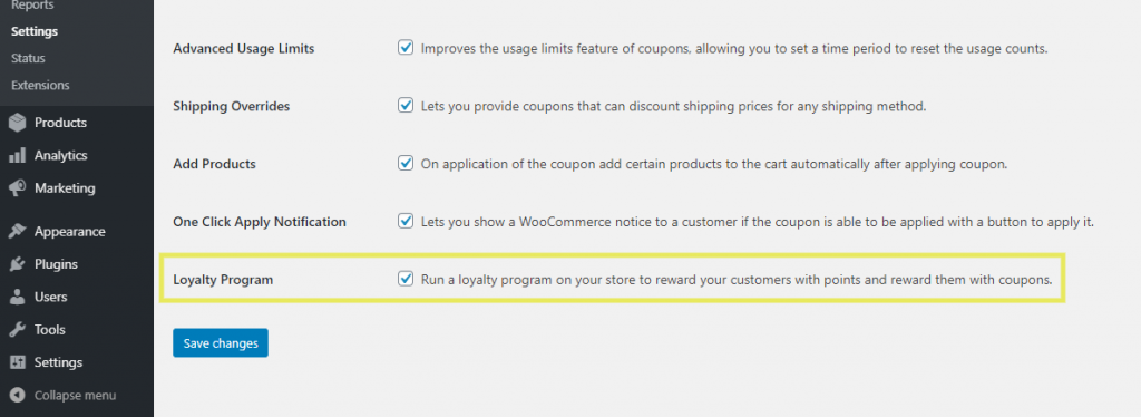 enable-loyalty-program - 高度なクーポン The setting to enable the Loyalty Program feature in the Advanced Coupons plugin.