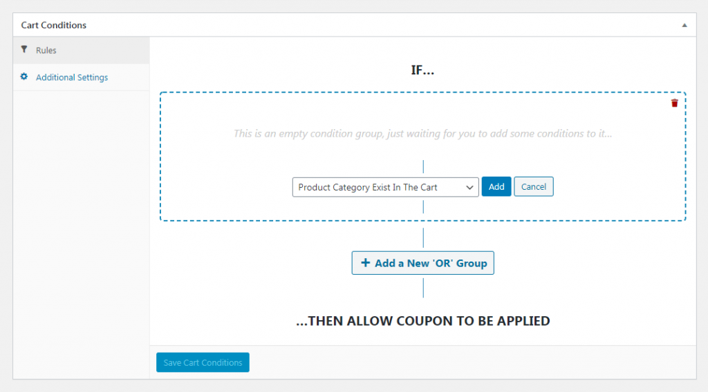 쿠폰 카트 조건 - 고급 쿠폰 Coupon cart conditions.