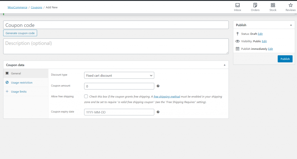 Offres de prix par défaut pour WooCommerce - Coupons avancés Add new coupon to WooCommerce site.