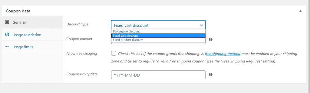 Types de réduction de coupon - Coupons avancés Coupon discount types