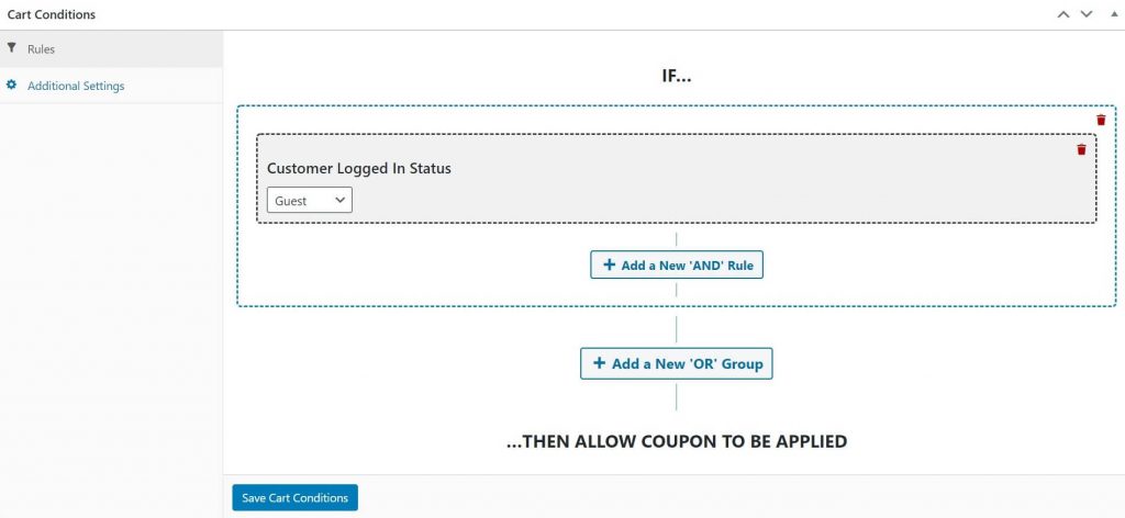 cart-con-guest - Kupony zaawansowane Set the Customer Logged In Status Cart Condition.
