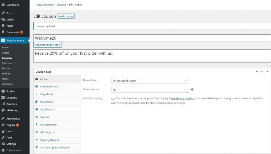 add-new-coupon - Kupony zaawansowane Creating a new coupon in WooCommerce.