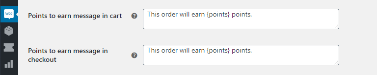 puan bildirimi - Gelişmiş Kuponlar Configuring your reward points notification message.