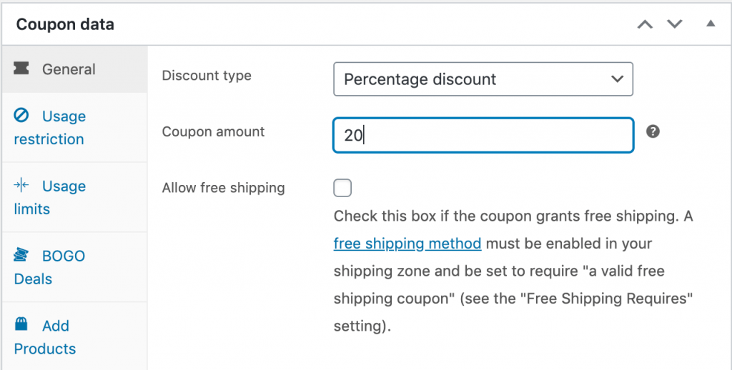 set-discount-type-amount - 高级优惠券 Setting the discount type and amount for a WooCommerce next order coupon.