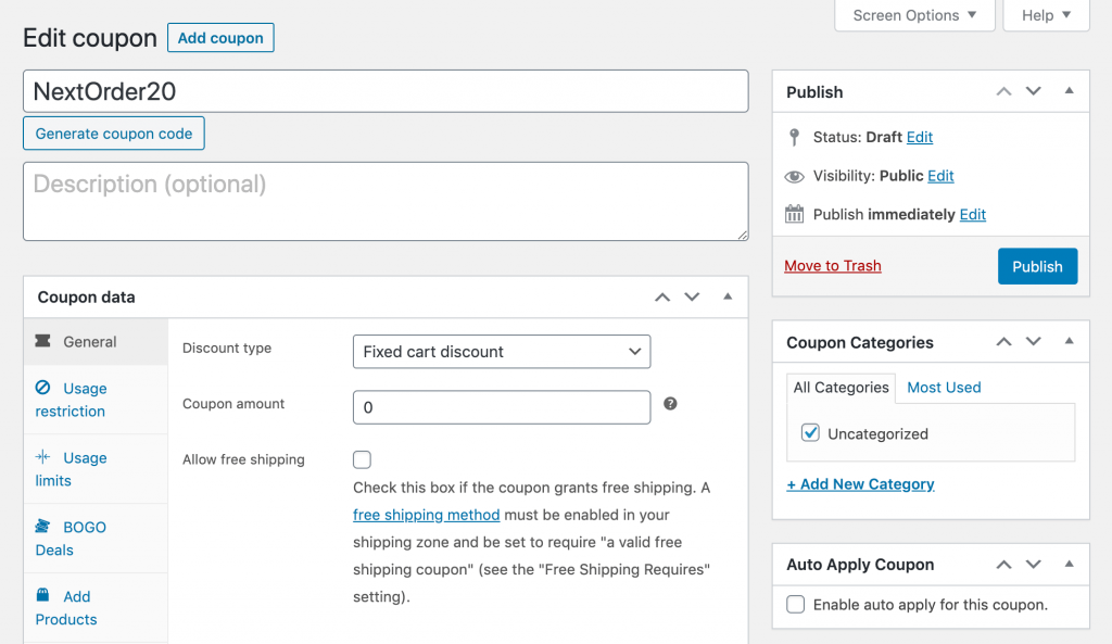 new-coupon-next-order - 高级优惠券 Creating a new WooCommerce next order coupon.